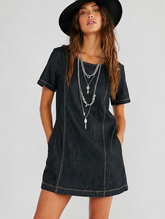 Old Navy Dresses & Skirts - Old Navy Denim Dress Dark Blue Short Sleeve NWT